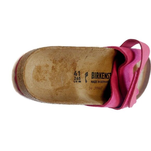 Birkenstock Oita Nubuck Suede Leather Sandals Womens 10 Mens 8 Fuchsia Tulip - Picture 2 of 9